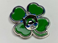 Lucky four leaf clover shamrock novelty bottle opener belt buckle