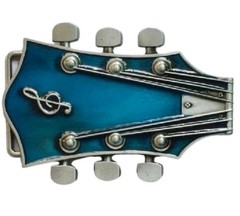Blue Enamel Guitar Head Belt Buckle Musician Western other Colors Available