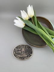 Tulip Time 1985 Iowa 50th Anniversary Solid Brass Belt Buckle Limited Edition