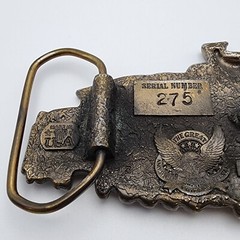 Vtg Steam Train Mens Belt Buckle 165 Great American Belt Co Chicago Brass 1980s
