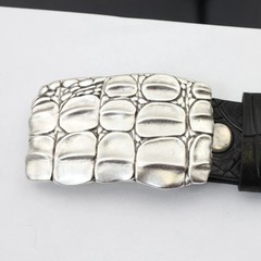 Croco Look Belt Buckle Antique Silver – Textured Embossed, For DIY Belts