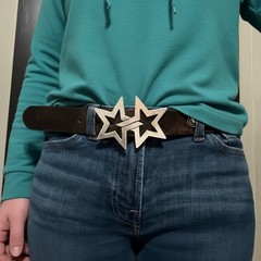 Double Star Belt Buckle Antique Silver Western Rock Style Metal Buckle
