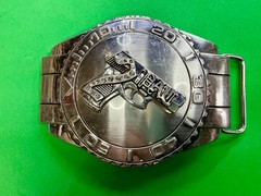 Dive Watch Style Shape Pistol Gun with Rhinestone Silver Color Large Belt Buckle