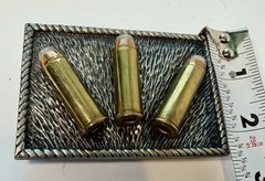 Vintage 1980 Bergamot Brass Works Bullets Belt Buckle Win Man 3 Cartridge