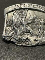 VTG SISKIYOU ARIZONA GOLD PANNING PEWTER BELT BUCKLE AG-7 1984 WILLIAMS OREGON