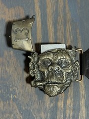 NOS Y2K Lucky 13 Apparel Metal Belt Buckle Smoking Chimp Zippo Lighter Tattoo