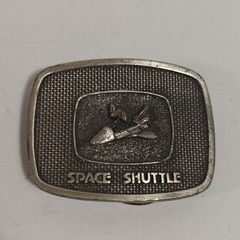 The Space Shuttle Belt Buckle Vintage 1981 Silvertone The Buckle Connection 3×2&Prime;