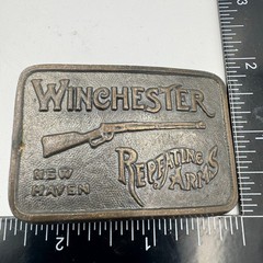 Winchester Repeating Arms Belt Buckle Vintage New Haven Rifle Brass Tone Metal