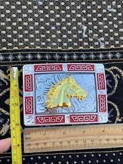 Western Buckle Gold Silver Red Horse Head Cowboy Buckle 2 » Hebilla Vaquero