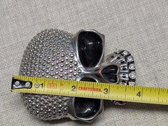 vintage Y2K belt buckle SKULL chrome metal STUDDED skeleton PUNK tripp hot topic
