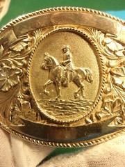 AWESOME RARE OLD VTG 1974 SILVER TONED RODEO BELT BUCKLE: LTC WESTERN PRODUCTS