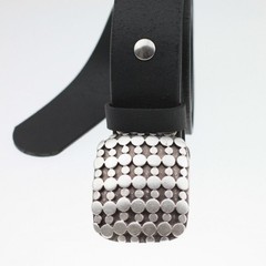 Embossed Belt Buckle in Antique Silver Finish Textured Interchangeable Buckle Design