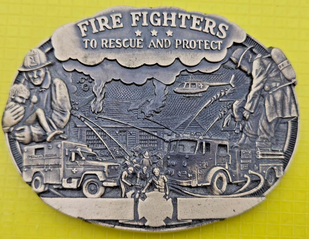 Fire Fighters to Rescue and Protect Belt Buckle ~ Made in USA