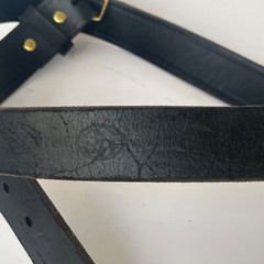 Rare Vintage 1995 Made in USA 3D “By Land Sea Air” Belt Buckle + Leather Belt 46