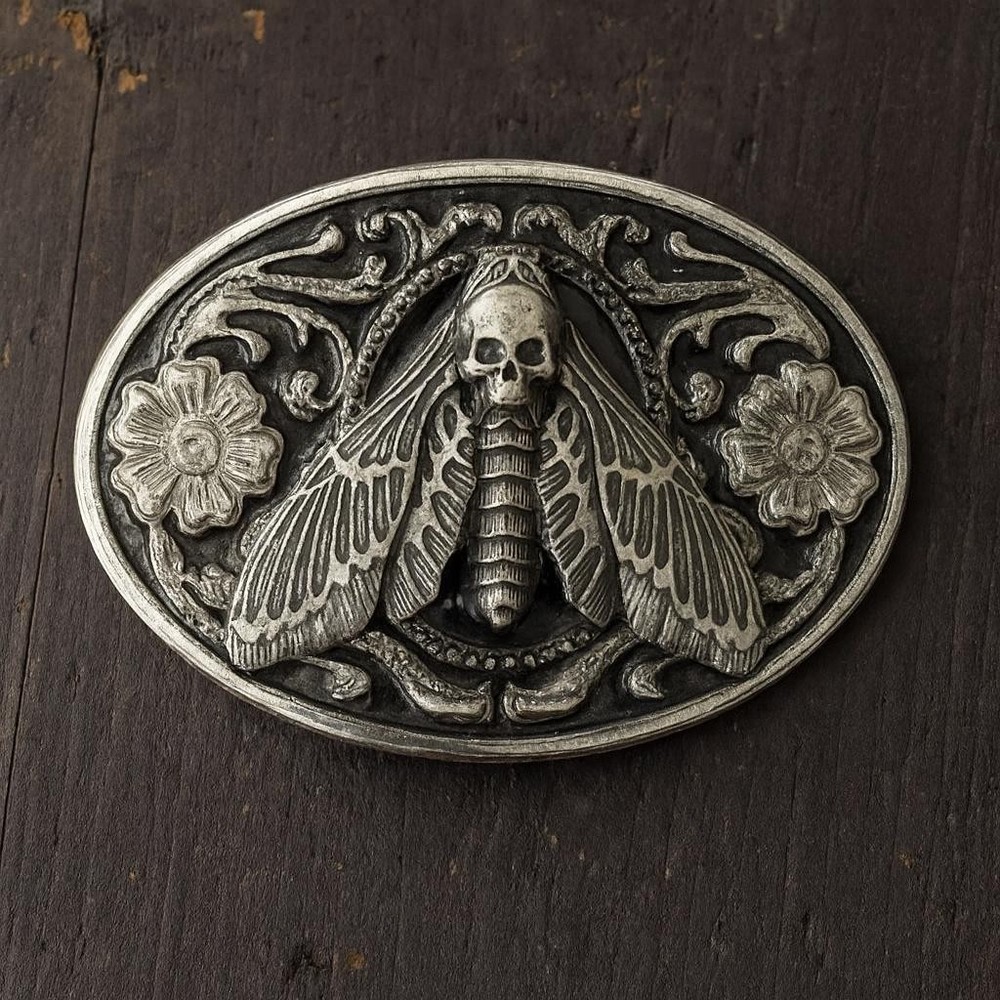 Metal Dead Head Moth Belt Buckle Goth Punk Western Biker Style Jewelry