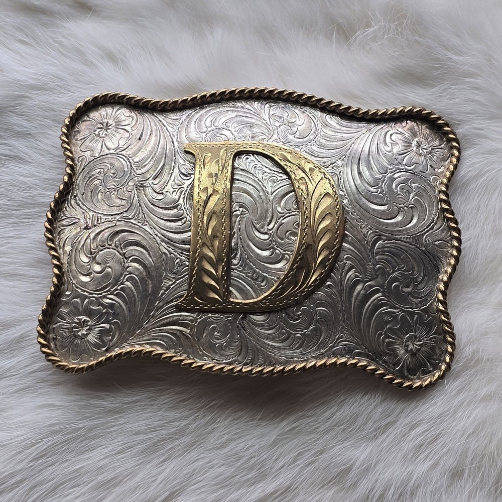 Silversmith Collection Belt Buckle Western Letter D