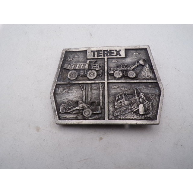 Vintage Terex GM Construction Equipment Pewter Belt Buckle Heavy Machinery USA