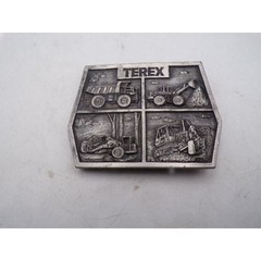 Vintage Terex GM Construction Equipment Pewter Belt Buckle Heavy Machinery USA