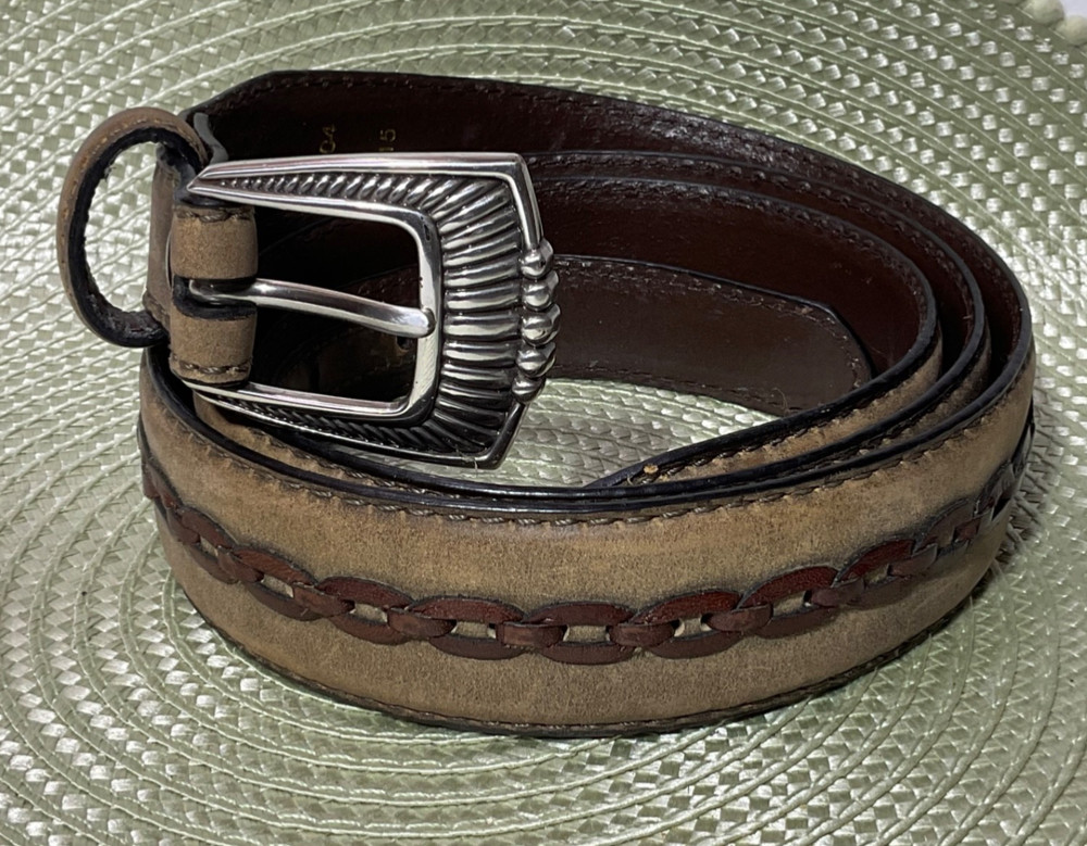 VTG Ariat Limited Edition Original Master Buckle Belt Mens 46 Brown Leather 2007