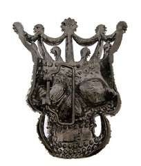 Skull Belt Buckles Gunmetal Crown Men Bling Pirate Sign Halloween Party Costume