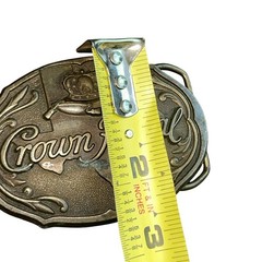 Vintage Crown Royal Western Metal Bronze tone Color Heavy Duty Belt Buckle