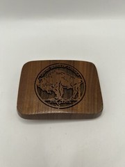 Vintage Buffalo Nickel LASER Etched Wood Belt Buckle