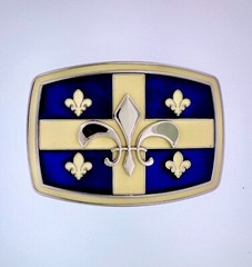 Quebec Drapeau Flag Belt Buckle | American Western Silver Vintage Buckle