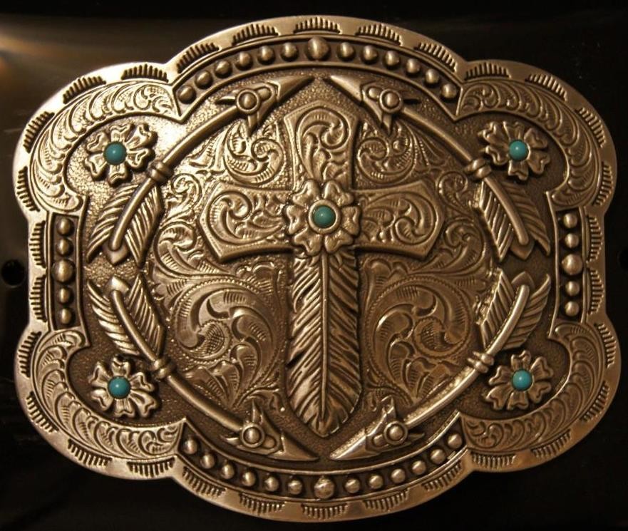 Blazin Roxx Feather Cross and Arrows BELT BUCKLE 37939