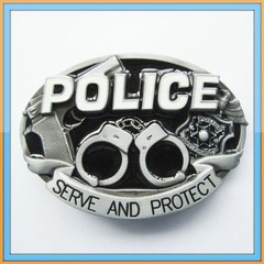 POLICE LAW HANDCUFFS ENFORCEMENT COP JUSTICE AMERICA PROTECT GUN BELT BUCKLE
