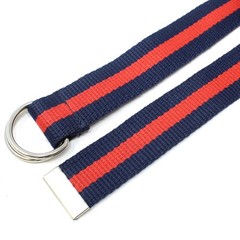 BC Belts Canvas Web Belt D-Ring Buckle 1.25&Prime; Large/XL (34-40 Waist), Navy/Red