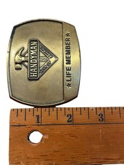 Vintage Handyman Club of America Life Member 1996 Brass Belt Buckle 3×2.5”
