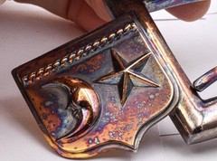 UNUSED Gold Plate on Sterling Silver B Kieselstein-Cord STAR & MOON Belt Buckle
