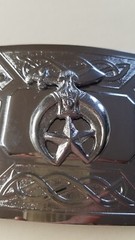 Vintage Shriners Belt Buckle Silver Metal Rectangle 2 1/8&Prime; Wide Belt 3089