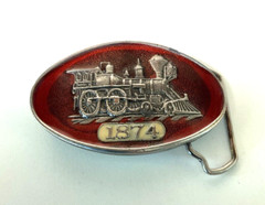 Vintage Men’s Belt Buckle 1874 train locomotive steam engine – solid brass