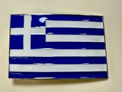 Greece Country in the Balkans Flag White Blue Enameled Patriotic Belt Buckle