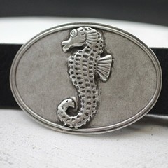 Oval Seahorse Metal Belt Buckle – Maritime Design for Interchangeable Belts