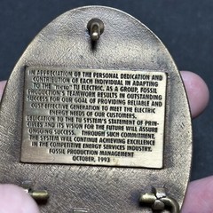 Texas Utilities Electric Co. Vintage Brass Belt Buckle 1993 by Creative Casting
