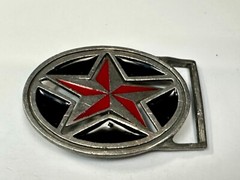 Moving Reversible Star (Red or Black) Belt Buckle by Heavy Metal Manufacturing
