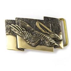 Sculptural handmade belt buckle « Free bird », Solid brass buckle Hawk buckle