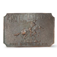 Vintage Pony Express From 1849 Belt Buckle Western Cowboy Horse US Mail Bronze