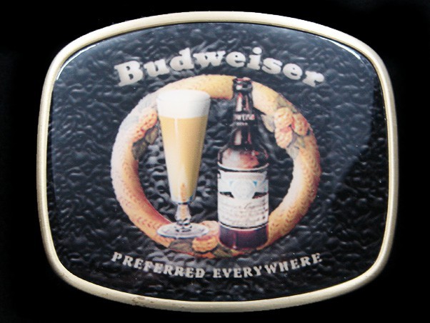 RJ15113 *NOS* REALLY NICE **BUDWEISER** BEER ADVERTISEMENT BELT BUCKLE
