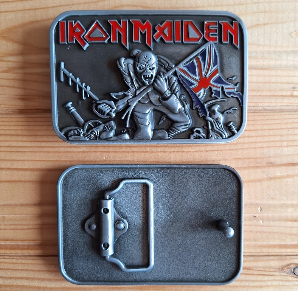 Iron Maiden flag music belt buckle