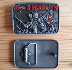 Iron Maiden flag music belt buckle