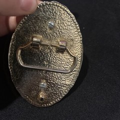 VTG Western Belt Buckle Floral Leaf Oval Stone
