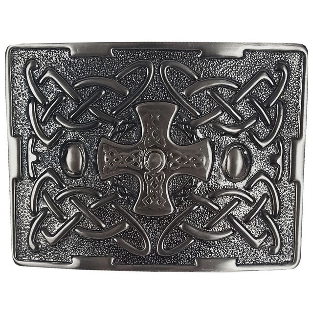 Celtic Cross Antiqued Kilt Belt Buckle Highland Style