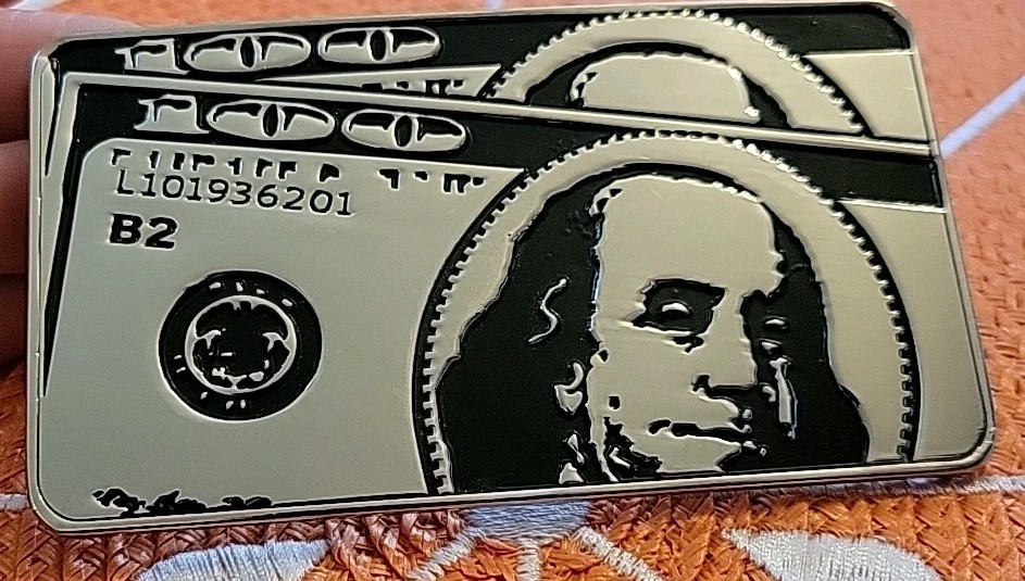 Silver Metal Belt Buckle Hip Hop Street Fashion Clubwear 100$ Bill Money