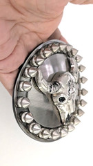 Lorn Horn Western ovan Smooth Edge Belt Buckle Stainless steel gothic punk style