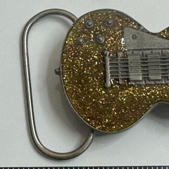 Bergamot Brass Works 1987 Guitar Belt Buckle Gold Glitter Made in USA