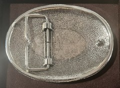 Men&rsquo;s Oval Western Belt Buckle Silver Floral Medallion Niagara Bahamas Crown