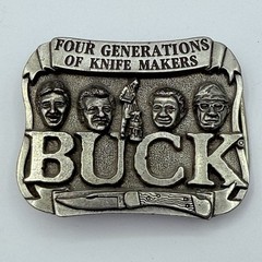 Buck Knives Metal Belt Buckle, Four Generations of Knife Makers